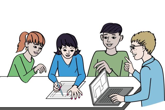 Lærer udfylder evalueringsark i samarbejde med elever